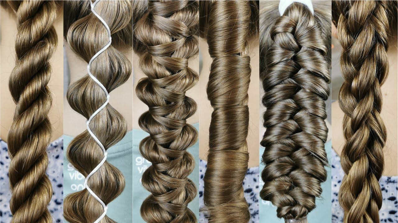 6 simple braids from only 3 strands. Very easy! 1 minute braids. смотреть онлайн