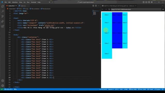 92.2 Grid CSS Tutorial Chia hàng và cột- Gap in grid CSS - Step-by-Step Row and Column Division смотреть онлайн