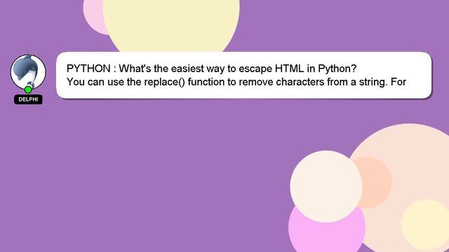 PYTHON : What's the easiest way to escape HTML in Python? смотреть онлайн