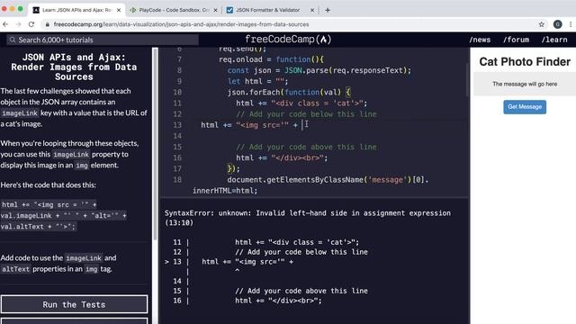 7 - Render Images from Data Sources - JSON APIs and AJAX - freeCodeCamp Tutorial смотреть онлайн