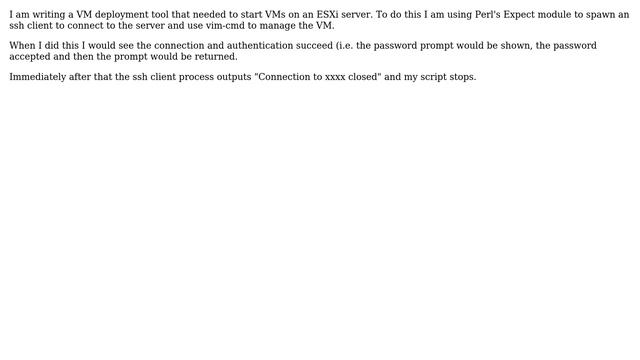 DevOps & SysAdmins: SSH to ESXi server with Expect immediately closes смотреть онлайн
