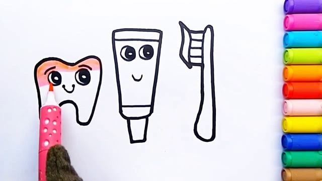 How to draw Tooth Easily Together Drawing Colouring ? for kids and toddlers Easy Drawing Colourful, смотреть онлайн
