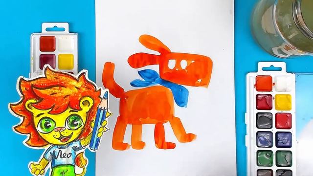 Как нарисовать СОБАКУ рисуем красками для детей смотреть онлайн
