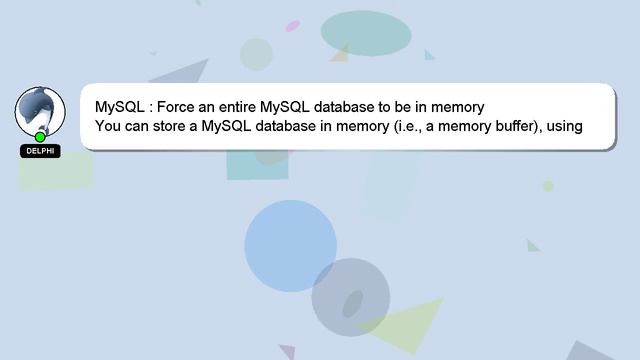 MySQL : Force an entire MySQL database to be in memory смотреть онлайн