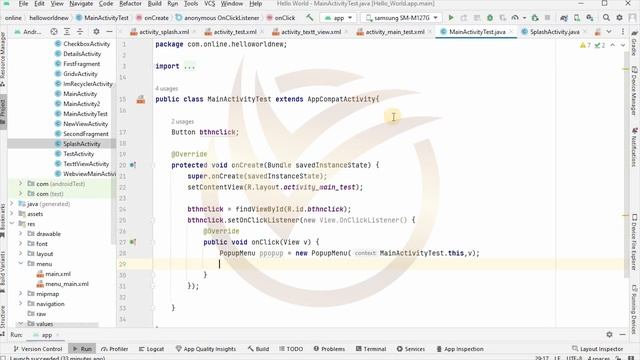 Android Studio Tutorial: Android Popup Menu with Examples | #earnvbes #androidstudio #howto смотреть онлайн