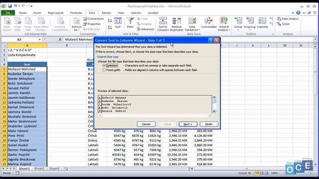 Kako razdvojiti podatke u više polja (Excel 2010) смотреть онлайн