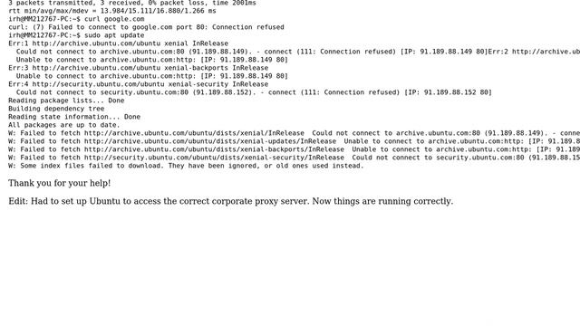 Can't connect to any server : 111 connection refused (curl, apt etc.), ping and nslookup work смотреть онлайн