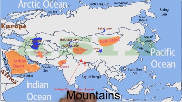Physical Geography Of Asia Continent / Asia Physical Geography Map / Asia Map / Would Map Series