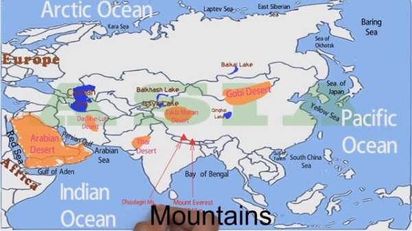 Physical Geography of Asia Continent / Asia Physical Geography Map / Asia Map / Would map Series