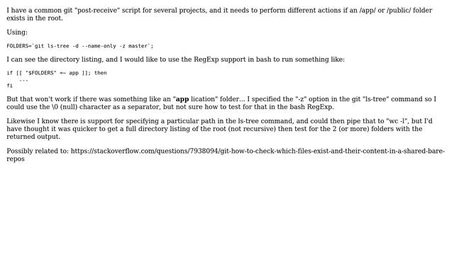 Check if folders exist in Git repository... testing if a sub-string exists in bash with NULL as... смотреть онлайн