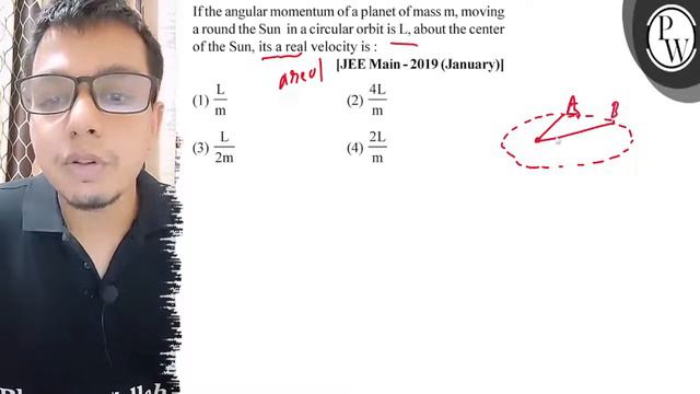 If the angular momentum of a planet of mass m, moving a round the Sun in a circular orbit is L, a.. смотреть онлайн