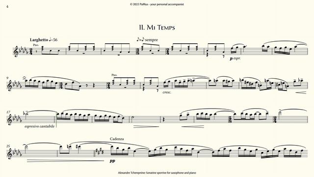 Alexandre Tcherepnine: Sonatine sportive for saxophone - piano accompaniment 440Hz смотреть онлайн