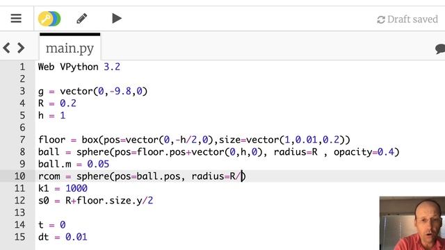Modeling a complicated ball bounce with Web VPython смотреть онлайн