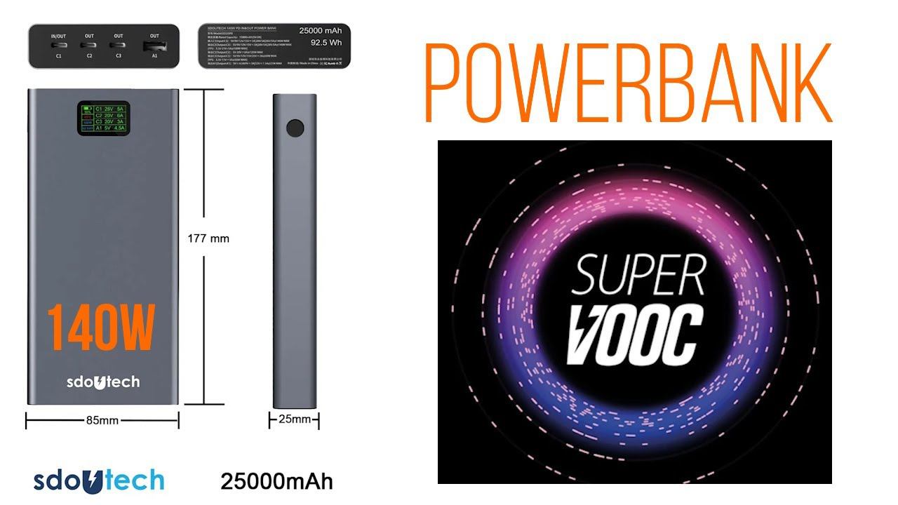 PowerBank 140W для BBK - Oneplus | Oppo | Vivo | Realme - SuperVOOC | Warp | Dash | Flash Charge смотреть онлайн