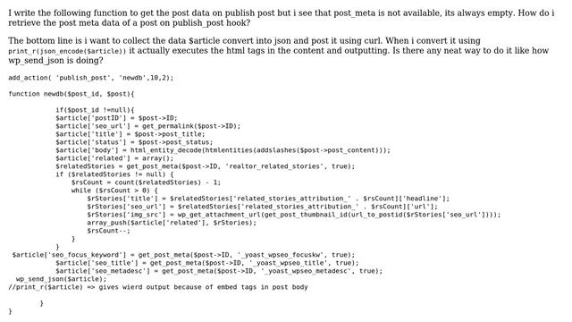 Wordpress: publish_post action hook doesn't give post_meta_data смотреть онлайн