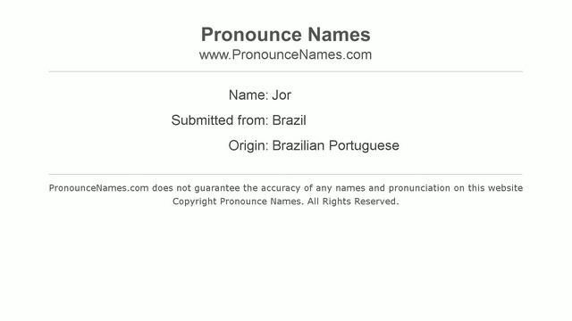 How to pronounce Jor (Brazilian Portuguese/Brazil) - PronounceNames.com смотреть онлайн
