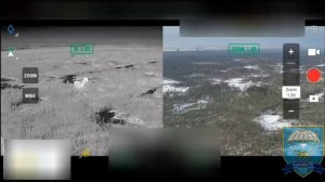 Корректировка артиллерии при помощи дрона в районе Кременной/Correction of the artillery strikes