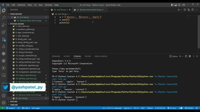 Sort items of list in python смотреть онлайн