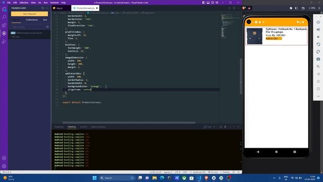 React Native Tutorial 10: Touchable and TouchableOpacity | adding Add to Cart смотреть онлайн