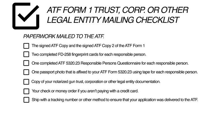 ATF Form 1 Mailing Checklist - Individual & Gun Trust Applicants смотреть онлайн
