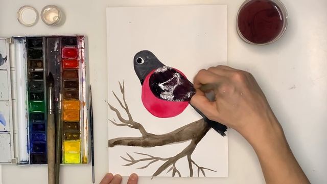 Рисуем снегиря с самыми маленькими Как нарисовать птицу снегиря шаг за шагом Урок рисования для д смотреть онлайн