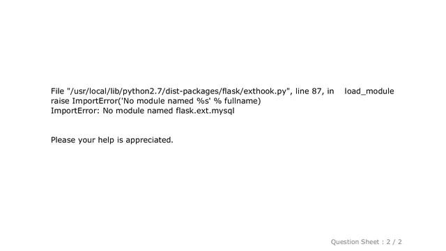 MySQL : ImportError: No module named flask.ext.mysql смотреть онлайн