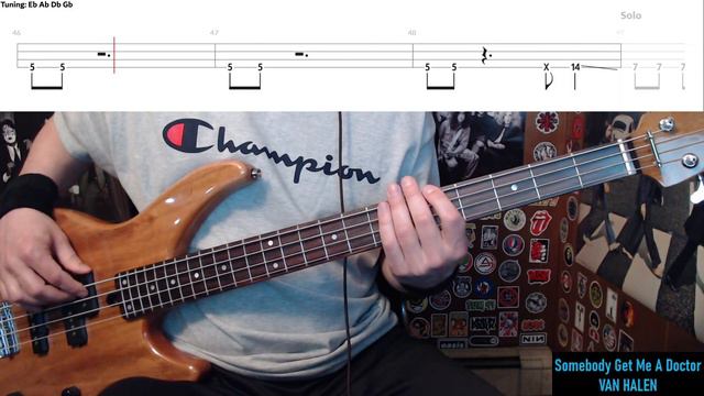 Somebody Get Me A Doctor by Van Halen - Bass Cover with Tabs Play-Along смотреть онлайн