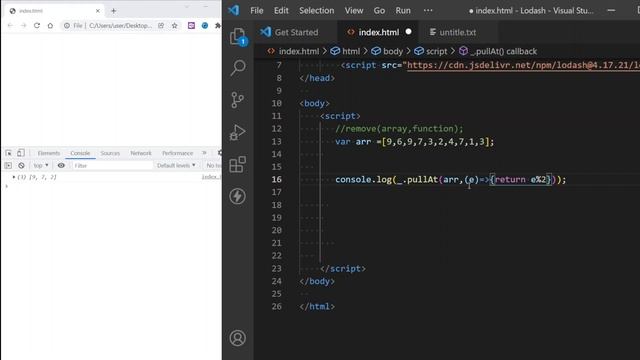 lodash remove() || how to filter values from an array based on a condition. смотреть онлайн