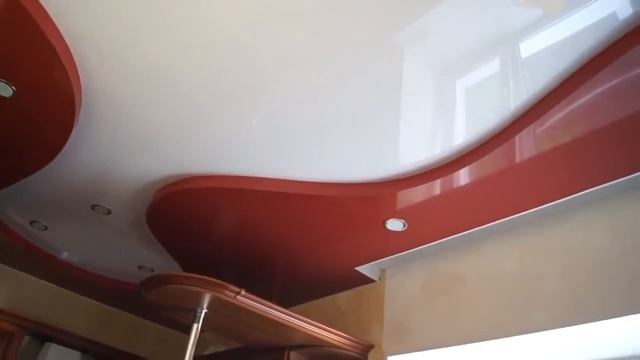 5 Двухуровневый натяжной потолок на кухне Potolochek Trim смотреть онлайн