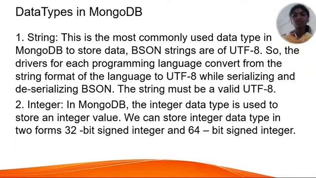 Terms used in RDBMS and MongoDB and Data Types in Mongo DB смотреть онлайн