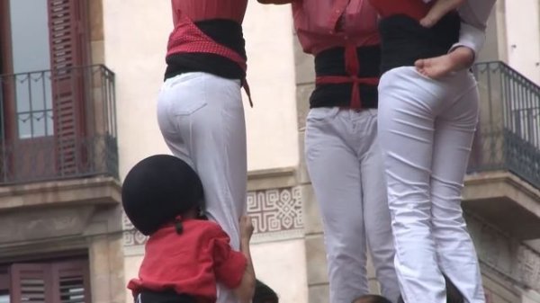 Catalan Castell Human Towers in Barcelona, Catalonia, Spain