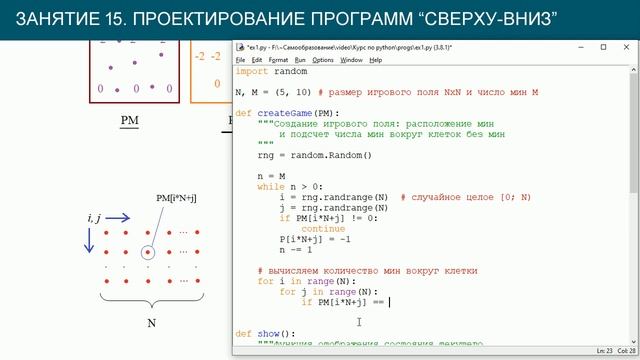 Python 3 #15: делаем "Сапер", проектирование программ "сверху-вниз" смотреть онлайн