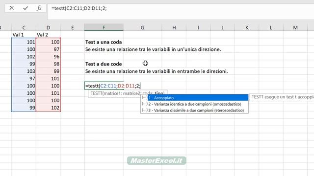 MasterExcel.it | Analisi Dati: T Test su Excel - Formula e Strumento per il calcolo di T di Student смотреть онлайн