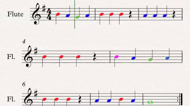 Marry Had a little Lamb.music sheet for flute beginner. смотреть онлайн