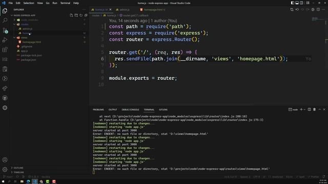 13. Serve the HTML Page Templates using send File and path in the Express Project - NodeJS смотреть онлайн