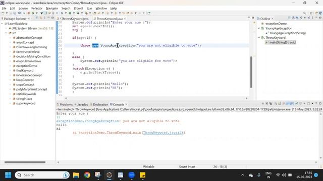 Session -25 | Difference between throw and throws keyword | throw vs throws keyword in Java смотреть онлайн