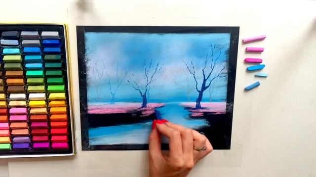 КРАСИВЫЙ ПЕЙЗАЖ ПАСТЕЛЬЮ за 15 минут/dry pastels lesson смотреть онлайн