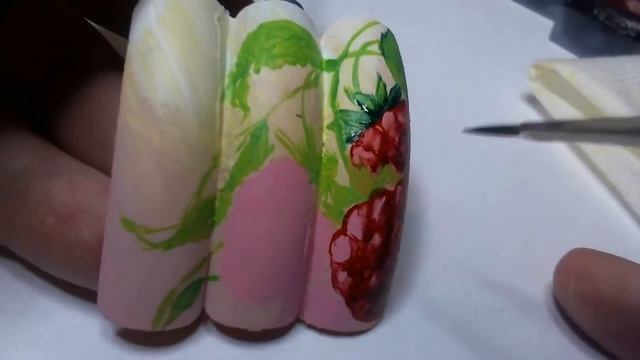 РИСУЕМ МАЛИНКУ НА НОГТЯХ/РОСПИСЬ НОГТЕЙ/ДИЗАЙН НОГТЕЙ/МАЛИНА/ФРУКТЫ/ЯГОДЫ/Nail art painting смотреть онлайн