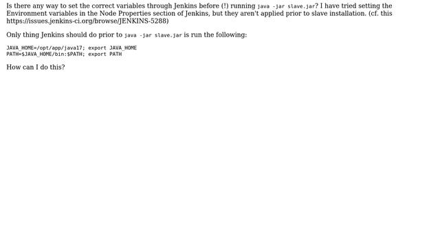 Set environment variable prior to slave.jar installation (2 Solutions!!) смотреть онлайн