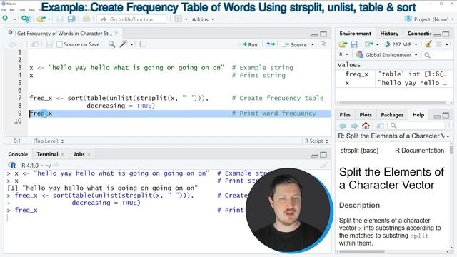 Get Frequency of Words in Character String in R (Example) | Count in Text | strsplit, unlist & tabl смотреть онлайн