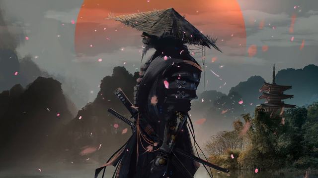 Пожилой Самурай на Фоне Восходящего Солнца | Old Japanese Samurai | Sakura Leaf Fall - Живые Обои смотреть онлайн