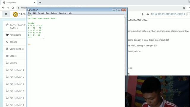 Simulasi bahasa python #dasar coding python syarat masuk SD dan grade Nilai | #coding смотреть онлайн