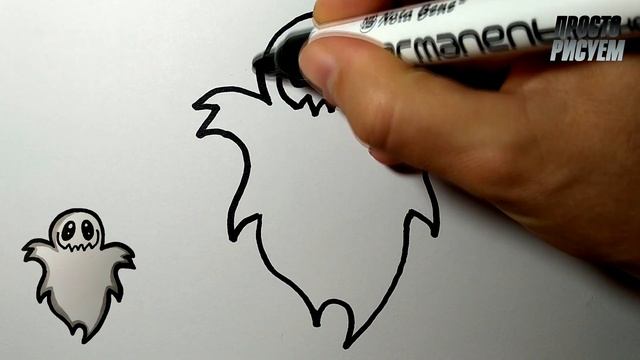 Как нарисовать ПРИВИДЕНИЕ НА ХЕЛЛОУИН, Просто рисуем смотреть онлайн