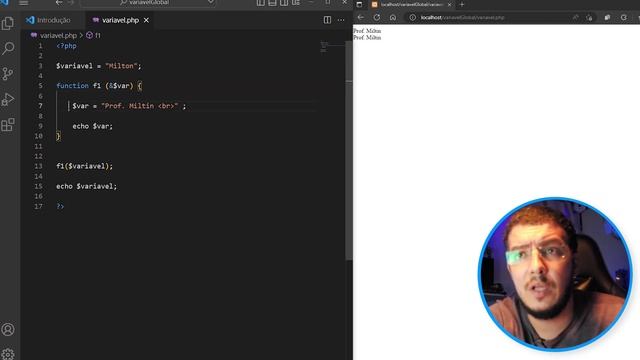 PHP Uso de variável global e aprendendo a usar variáveis via parâmetro com referência смотреть онлайн