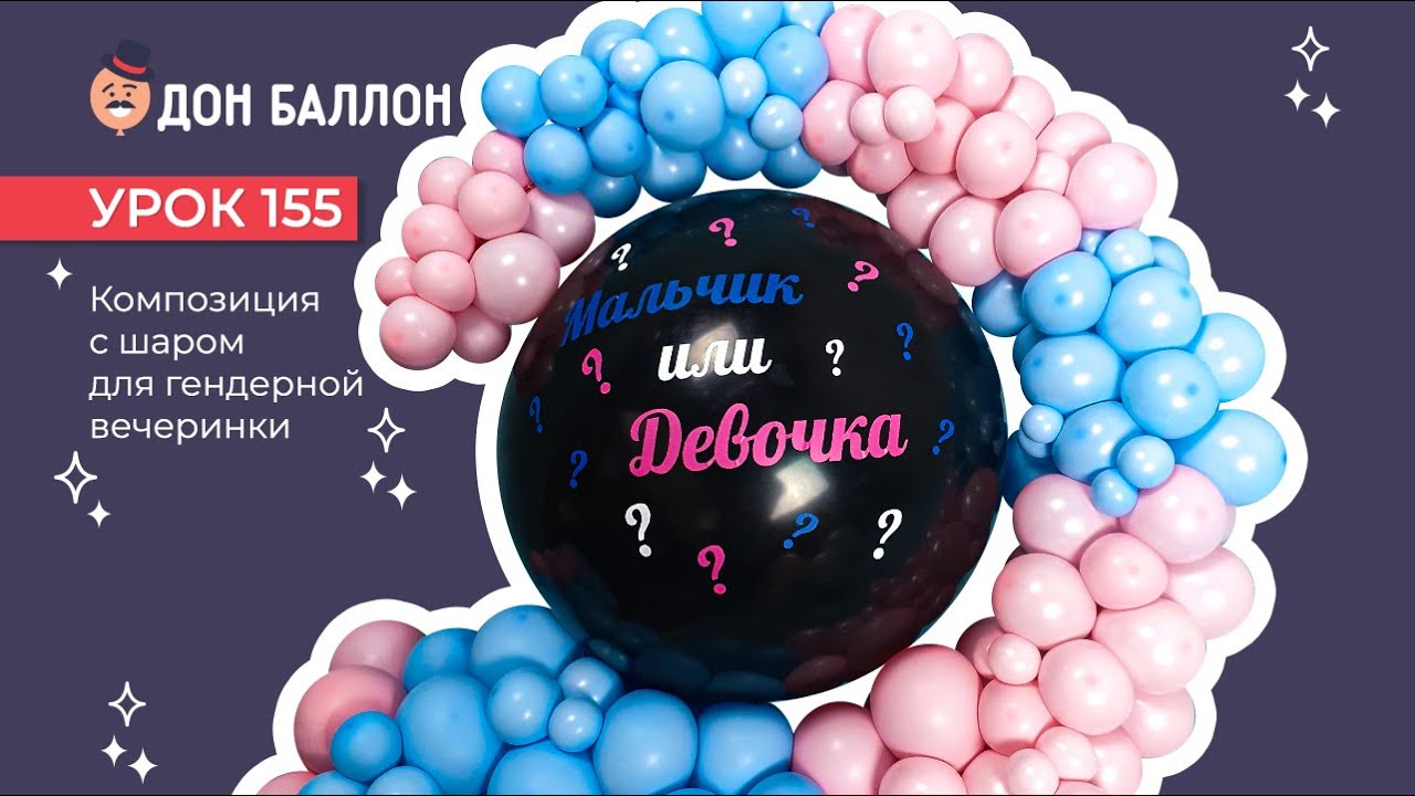 Искусство Аэродизайна. Урок 155. Композиция с шаром для гендерной вечеринки. смотреть онлайн