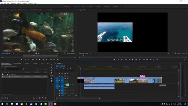 Основные панели - Adobe Premiere Pro CC (Project, Source, Program, Timeline)