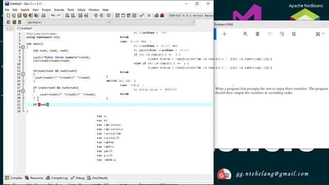 C++ Program. Ascending order code. смотреть онлайн