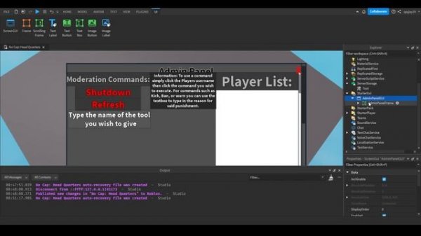 How to make an Admin Panel! [Part 4:Shutdown, Give, Refresh] (Roblox Studio 2023 Scripting Tutorial
