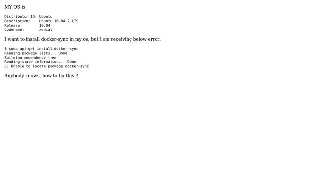 Unable to locate package docker-sync смотреть онлайн