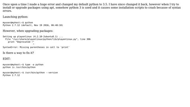 Ubuntu: Python problem - 2.7 vs 3.5 confusion with apt смотреть онлайн